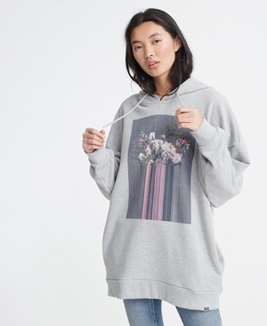 Superdry Fleur Oversized Loopback Női Kapucnis Pulóver Szürke | HOABX6402